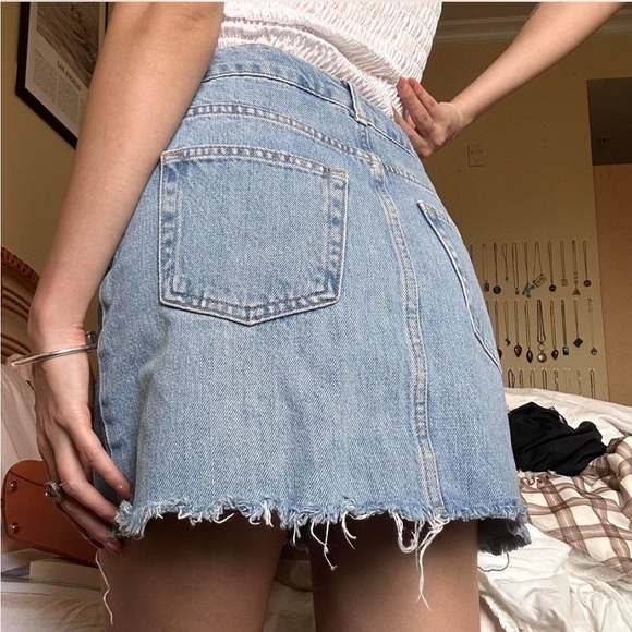 Topshop Light Blue A-Line Denim Skirt - Picture 3 of 4